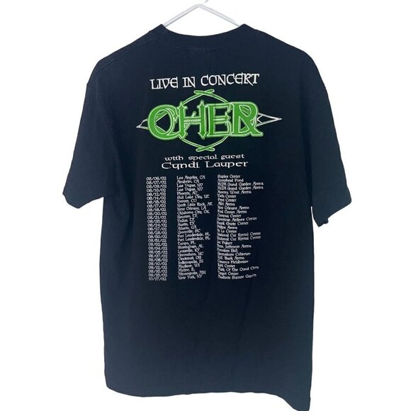 Cher Womens Tee Shirt Size Large Black Live In Concert 2002 Tour Dates Mexico - Picture 6 of 10